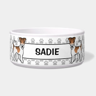 White And Tan Wire Fox Terrier And Paws & Name