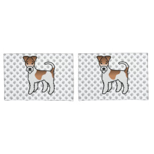 White And Tan Wire Fox Terrier Cute Cartoon Dog Pillowcase
