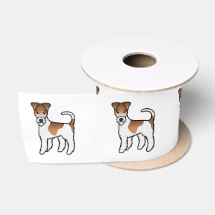 White And Tan Wire Fox Terrier Cute Cartoon Dog Satin Ribbon