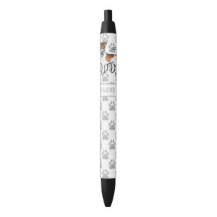 White And Tan Wire Fox Terrier Cute Dog & Name Black Ink Pen