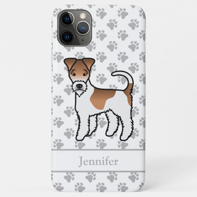 White And Tan Wire Fox Terrier Cute Dog & Name Case-Mate iPhone Case (Back)