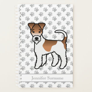 White And Tan Wire Fox Terrier Cute Dog & Name Planner