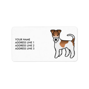 White And Tan Wire Fox Terrier Cute Dog & Text Label