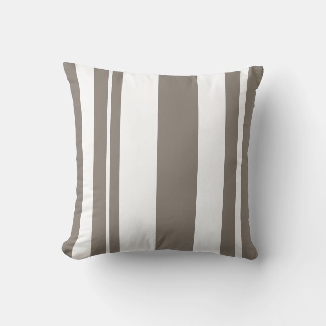 White and Taupe Striped throw pillow (Front)