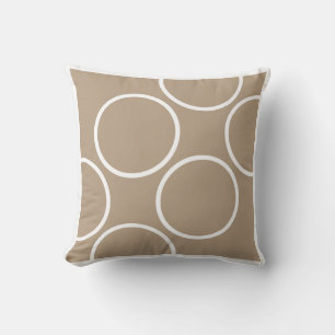 White and taupe with circles modern  pillow