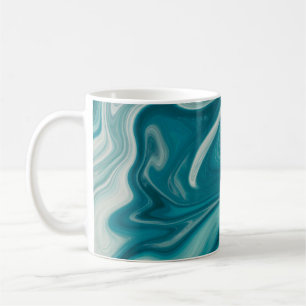 White and teal abstract painting coffee mug