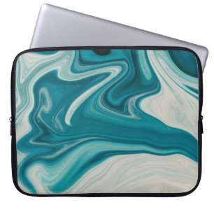 White and teal abstract painting laptop sleeve