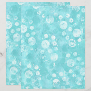 White and Teal Bubbles on Turquoise Scrapbook Pape