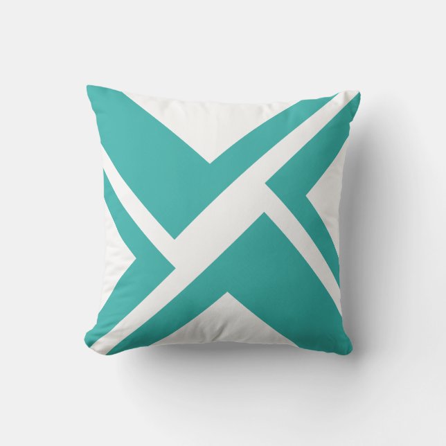 White and Teal throw pillow (Front)