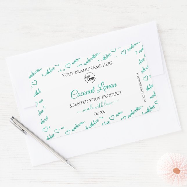 White and Teal Word Cloud Product Labels with Logo (Envelope)
