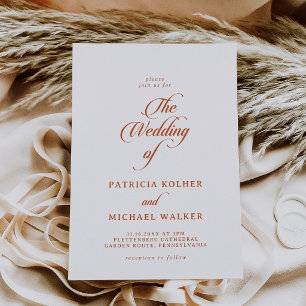 White and Terracotta Calligraphy The Wedding Of Invitation