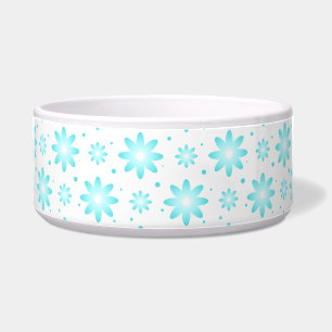 White and turquoise delicate daisy, dots pattern 