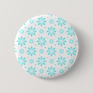 White and turquoise delicate daisy, dots pattern 6 cm round badge