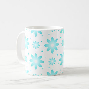 White and turquoise delicate daisy, dots pattern  coffee mug