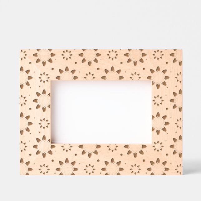 White and turquoise delicate daisy, dots pattern  etched frames (Front)