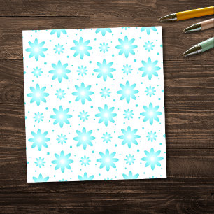 White and turquoise delicate daisy, dots pattern  notepad