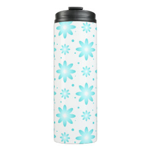 White and turquoise delicate daisy, dots pattern thermal tumbler