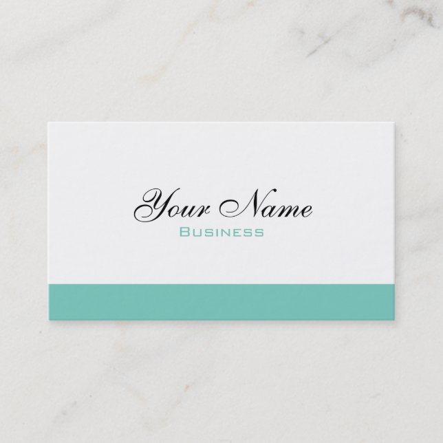 White and Turquoise Minimalist Business Card (Front)