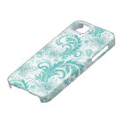 White And Turquoise Retro Flower Large Pattern