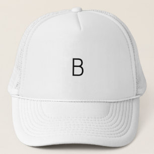 White and White Colour Custom B Monogram or Initia Trucker Hat