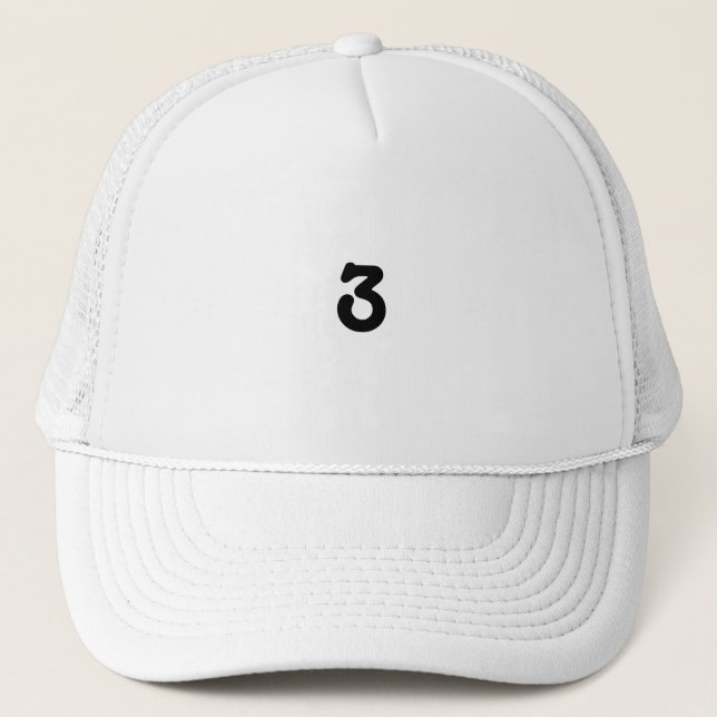 White and White Colour Trucker Hat Cap Number 3 (Front)