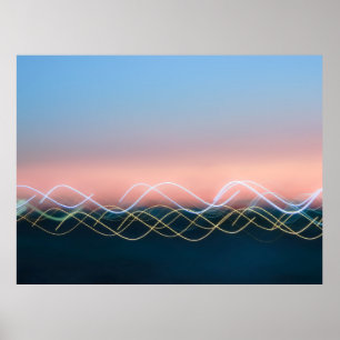 White and yellow curve lines poster