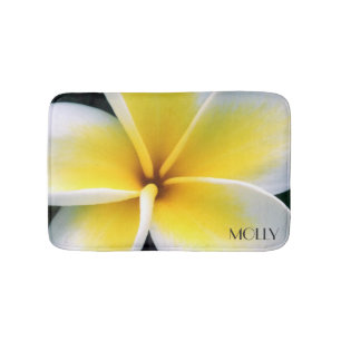 White And Yellow Flower Bath Mat