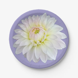 White and yellow flower paper plate