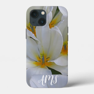 White and Yellow Garden Flowers Monogram iPhone 13 Mini Case