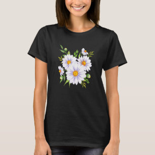 White And Yellow Heart Daisy Of Flower Floral Gard T-Shirt