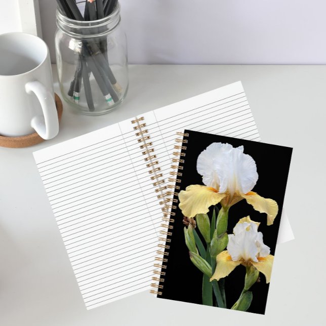 White and Yellow Irises Floral Notebook (In Situ)