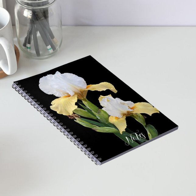 White and Yellow Irises Floral Notebook (In Situ)