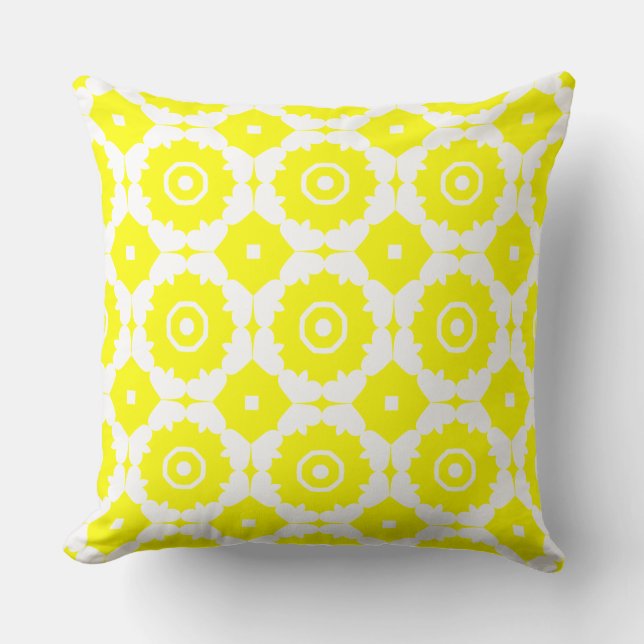 White and yellow pattern design cushion (Front)