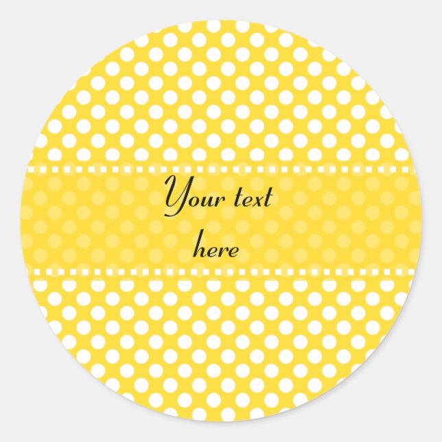 White and Yellow Polka Dot Classic Round Sticker (Front)