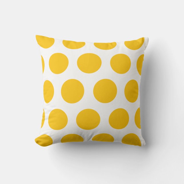 White and yellow Polka dot Throw Pillow (Front)
