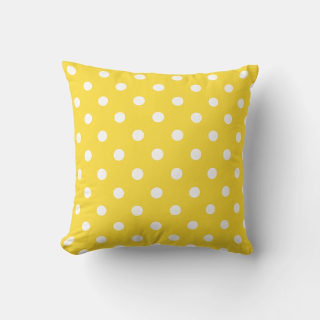 White And Yellow Polka Dots Decorative Pillows (Front)