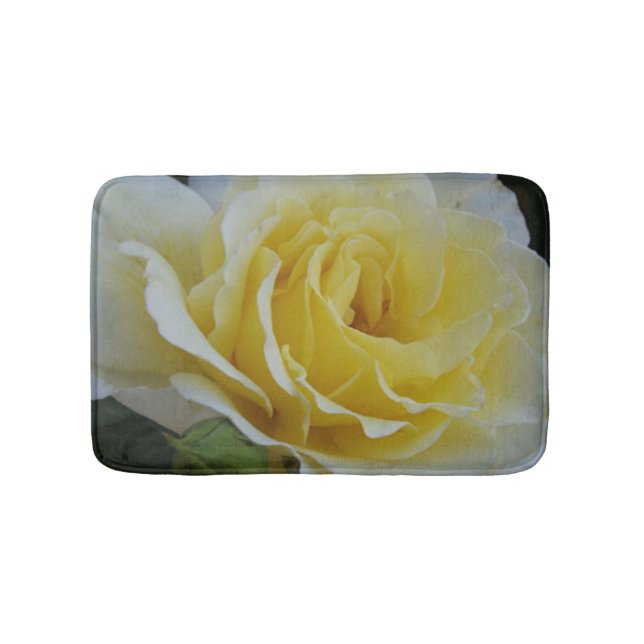 White and Yellow Rose Bath Mat (Front)