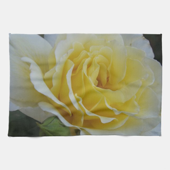 white and Yellow Rose Towel (Horizontal)