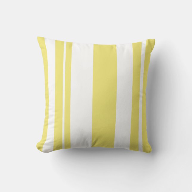 White and Yellow Striped throw pillow (Front)