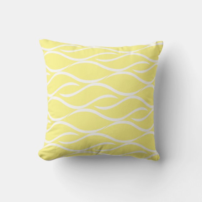 White and Yellow Swirl Pattern Cushion (Front)