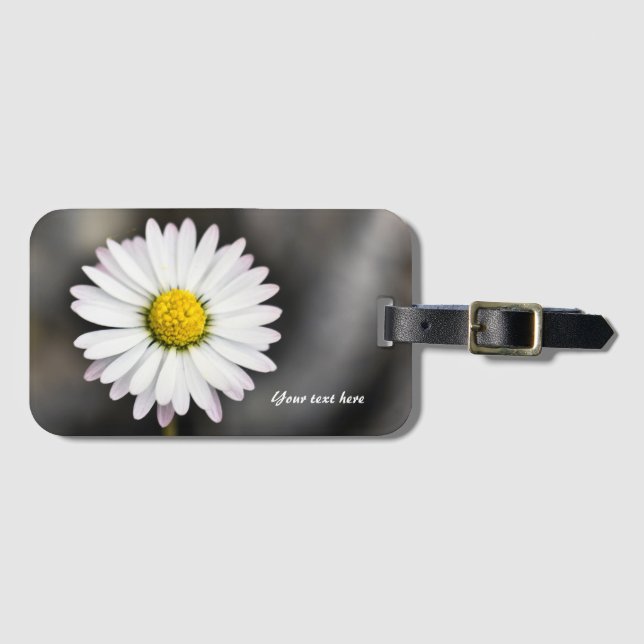 White and Yellow Wild Daisy Luggage Tag (Front Horizontal)