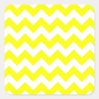 White and Yellow Zigzag Pattern Square Sticker