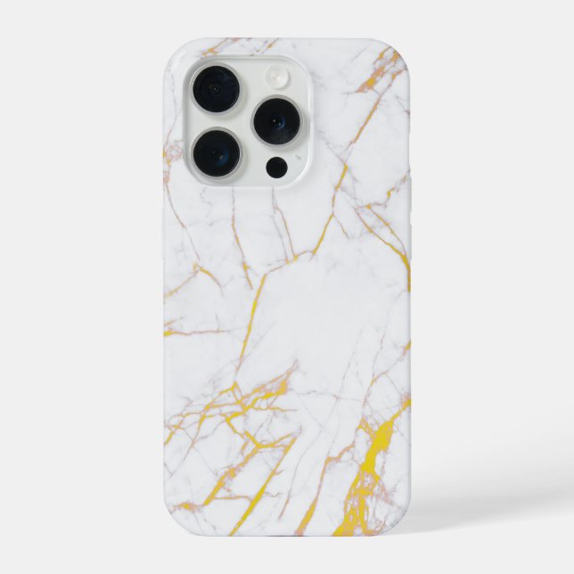 White and Yellowish Golden Marble iPhone Case (Back)