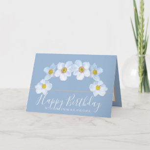 White Anemone Botanical Elegant Happy Birthday Card