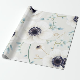 White Anemone & Eucalyptus Easter  Wrapping Paper