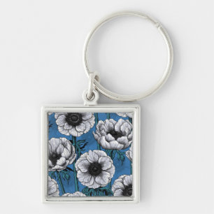White anemone garden key ring