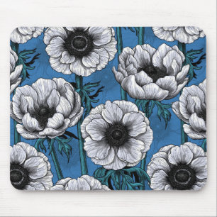 White anemone garden mouse pad