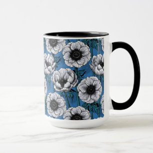 White anemone garden mug