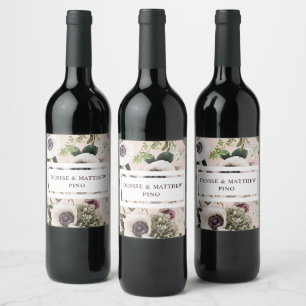 White Anemone on Rose Blush Wine Label