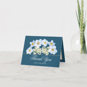White Anemone & Orchid Bouquet Floral Thank You Card